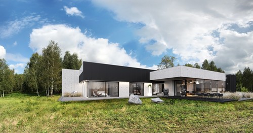 Surowa minimalistyczna bryła domu RE: HOUSE IN THE ROCK